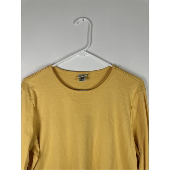 LL Bean 100% Supima Cotton Yellow Crew Neck Long Sleeve T-Shirt Size XL REG - Picture 2 of 7